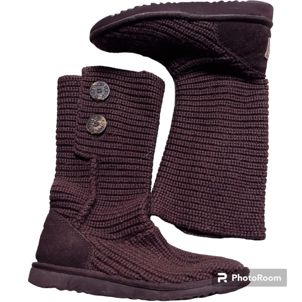UGG Cardy Brown Tall Button Sock Boots Size 9 (Approximately)